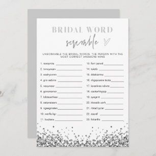 Invitación REGINA Plata Secuencias de Bridal Shower Word Scra