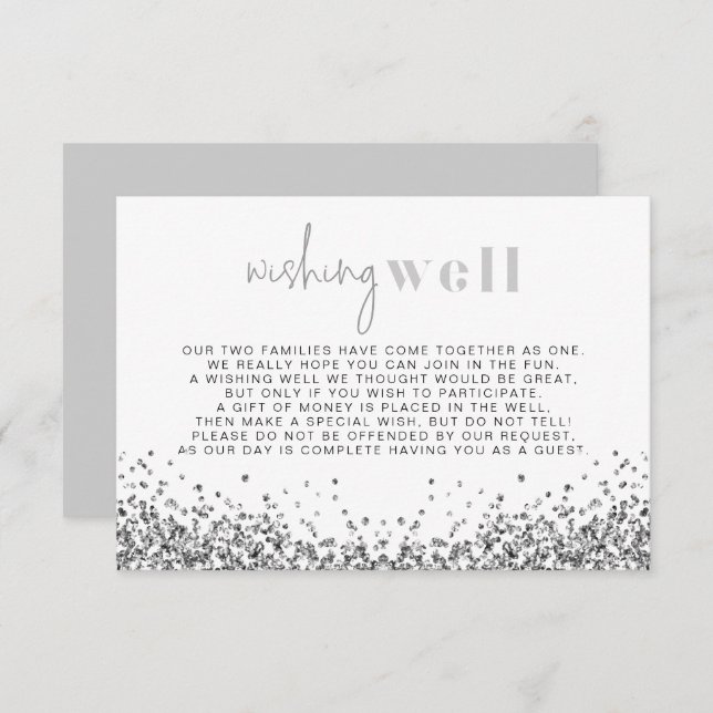 Invitación RegINA Silver Glam Sequins Wike Well Card (Anverso / Reverso)