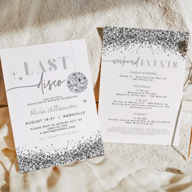 Invitación REGINA Silver Last Disco Bachelorette Weekend Invi (Subido por el creador)
