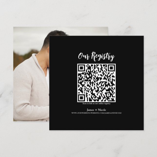 Invitación Registro de Boda Escaneable con Código QR Minimali (Anverso / Reverso)