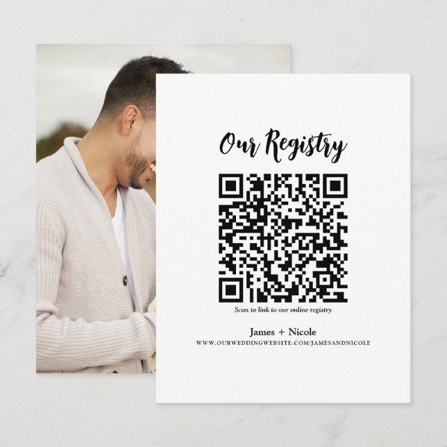 Invitación Registro de Boda Escaneable con Código QR Minimali (Anverso / Reverso)
