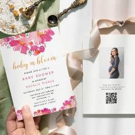 Invitación Registro de código QR floral en Bloom de Baby Show