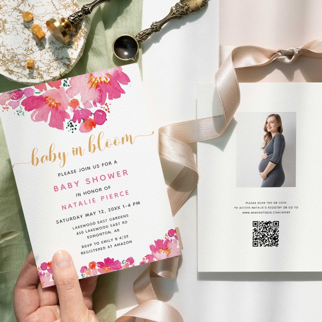 Invitación Registro de código QR floral en Bloom de Baby Show (Subido por el creador)