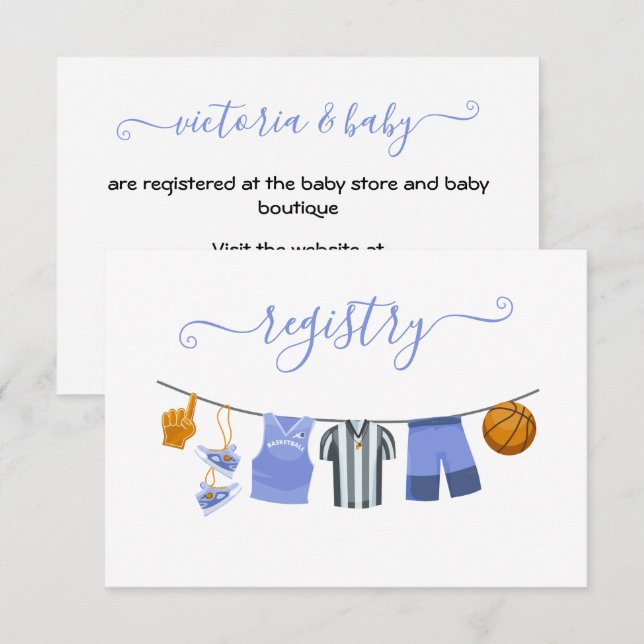 Invitación Registro de la línea de vestir del Baby Shower de  (Anverso / Reverso)