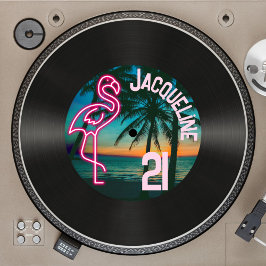 Invitación Registro de Neon Flamingo Retro 80