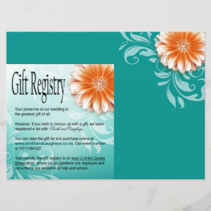 Invitación Registro de regalos de Gerbera Daisy Naranja Aqua
