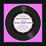 Invitación Registro de vinilo retro| Moda moderna Cumpleaños<br><div class="desc">¡Una manera retro y moderna de celebrar el 21º B'day! Todo el texto predeterminado puede ser totalmente personalizado con sus propias palabras, y también puede cambiar las fuentes, tamaños y colores del texto. Para cambiar sólo el texto, utilice la opción personalizarlo. Para realizar cambios más extensos, como cambiar la fuente,...</div>