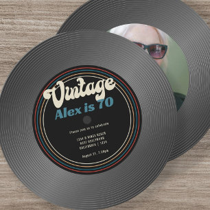 Invitación Registro de Vinilo Retro Vintage Foto Cumpleaños