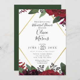 Invitación REHEARSAL | Elegante Floral Borgoña Marsala rica