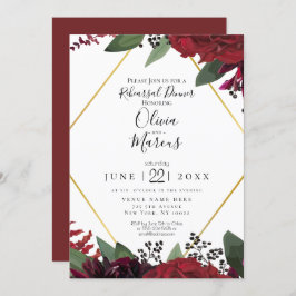 Invitación REHEARSAL | Elegante Floral Borgoña Marsala rica