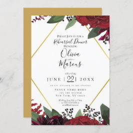Invitación REHEARSAL | Elegante Floral Borgoña Marsala rica