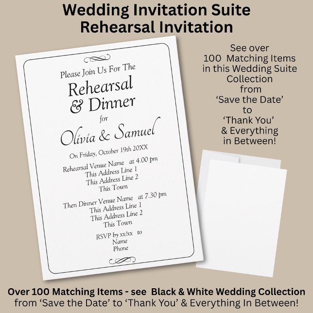 Invitación Rehearsal Invitation Card Black & White Infinity (Subido por el creador)