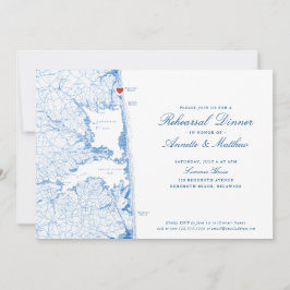 Invitación Rehoboth Beach Map Navy Blue Test Dinner