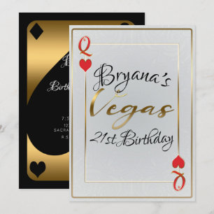 Invitación Reina Blanca y Roja de Corazones Vegas Cumpleaños 