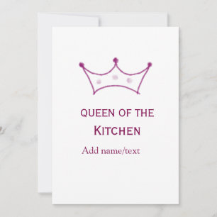 Invitación reina de cocina corona malva cocinar nombre chef
