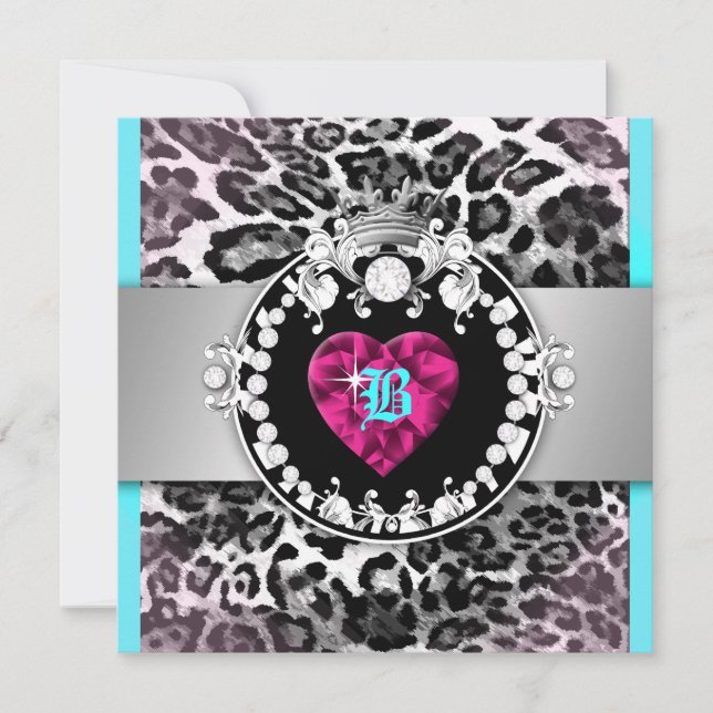Invitación Reina de corazón de 311 leopardo 21 (Anverso)