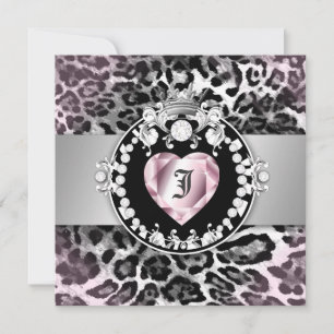 Invitación Reina de corazón dulce de 311 leopardo tique 16