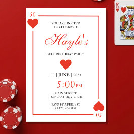 Invitación Reina de Corazones Casino Cartas de Juego Cumpleañ