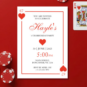 Invitación Reina de Corazones Casino Cartas de Juego Cumpleañ
