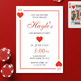 Invitación Reina de Corazones Casino Cartas de Juego Cumpleañ