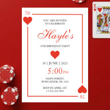 Reina de Corazones Casino Cartas de Juego Cumpleañ