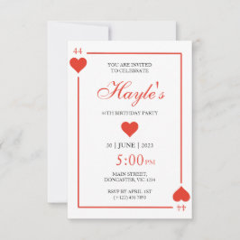 Invitación Reina de Corazones Casino Cartas Jugando Cumpleaño