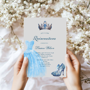 Invitación Reina de diamantes azules exclusiva de Quinceañera