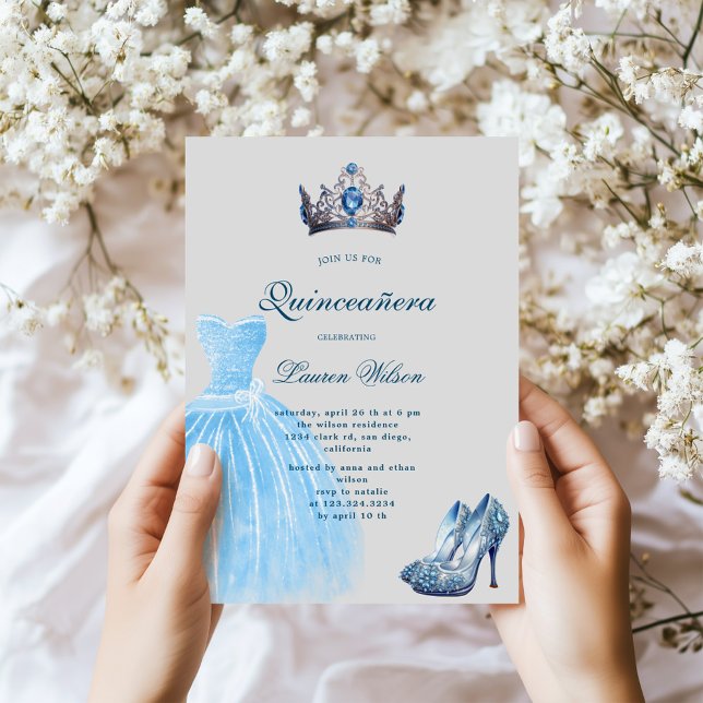 Invitación Reina de diamantes azules exclusiva de Quinceañera (Subido por el creador)