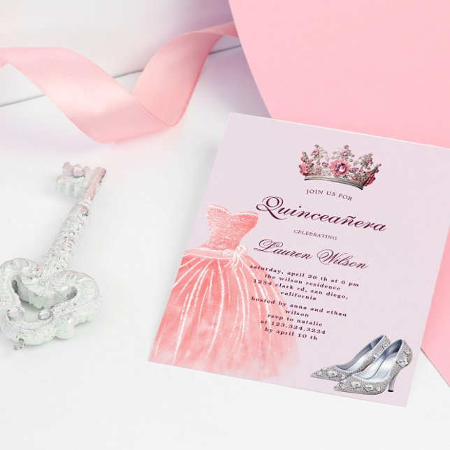 Invitación Reina de diamantes rosa exclusiva de Quinceañera (Subido por el creador)