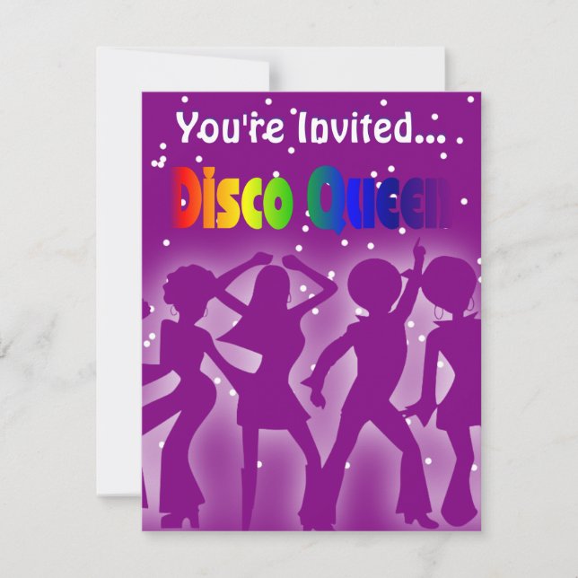 Invitación Reina de disco arco iris | Retro Dancers Purple (Anverso)