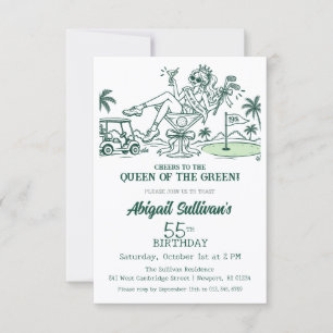 Invitación Reina de Green de cumpleaños 55 asequible