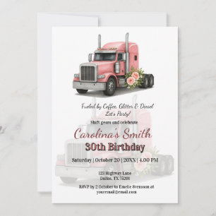 Invitación Reina de la carretera Cumpleaños camionera