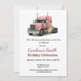 Invitación Reina de la carretera Cumpleaños camionera