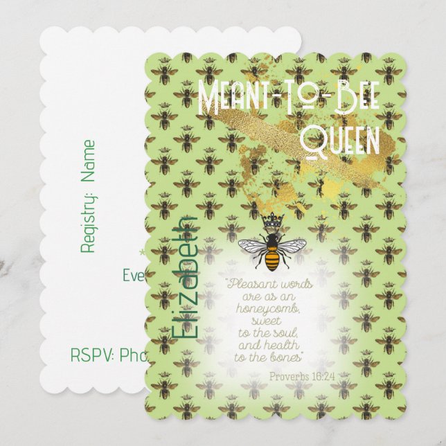 Invitación Reina de la Matriz de la Abeja Verde Chic Fe Lime  (Anverso / Reverso)
