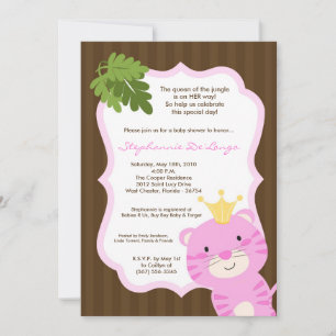 Invitación Reina de la selva de Baby Shower las 24 horas
