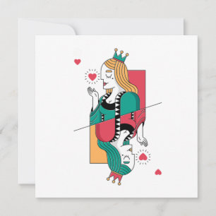 Invitación Reina de Poker Corazón Cartas de Juego Casino Apue