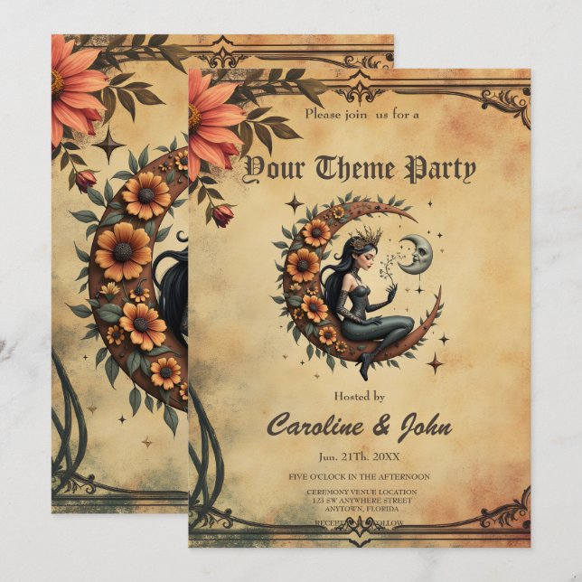 Invitación Reina del Cresciente de Girasol (Anverso / Reverso)