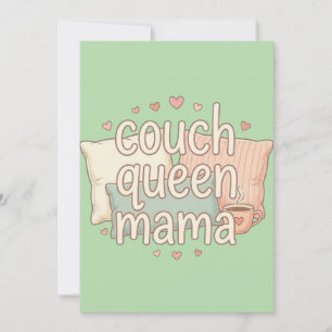 Invitación Reina del Sofá Diseño Estético Mama Cute Acogedor 