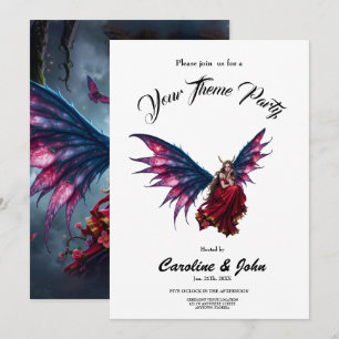 Invitación Reina Hada de Fantasía Oscura con Alas de Mariposa