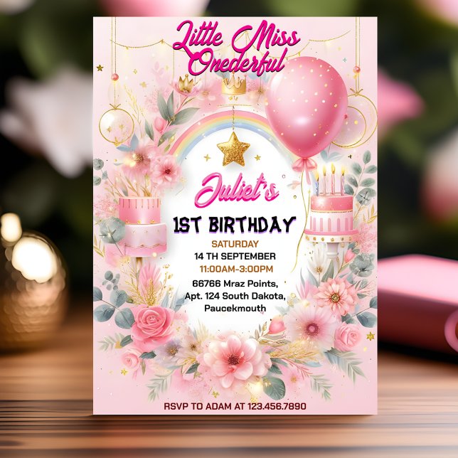 Invitación Reina linda Miss Pequeña Maravillosa Primer Cumple (Subido por el creador)