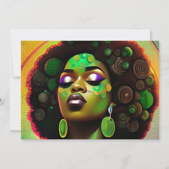 Invitación Reina negra melanina Sista mujer afroamericana (Anverso)