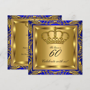 Invitación Reina o Rey Azul Real Dorado Elite Fiesta de Cumpl