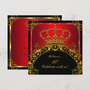 Invitación Reina o Rey Regal Rojo Oro Cumpleaños Fiesta Real