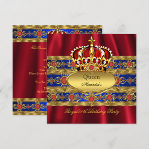 Invitación Reina Rey Príncipe Real Azul Regal Rojo Corona 2