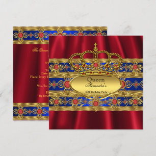 Invitación Reina Rey Príncipe Real Azul Regio Rojo Corona