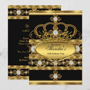 Invitación Reina Rey Príncipe Real Oro Diamante Corona Fiesta