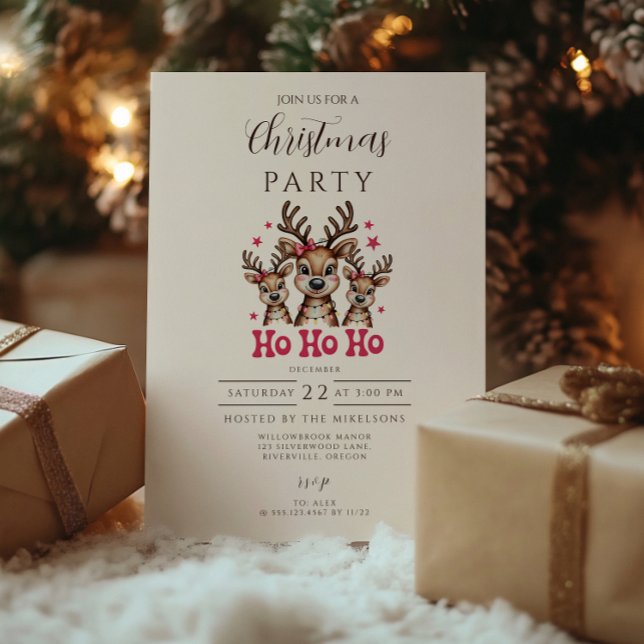Invitación Reindeer Ho Ho Ho Christmas (Subido por el creador)