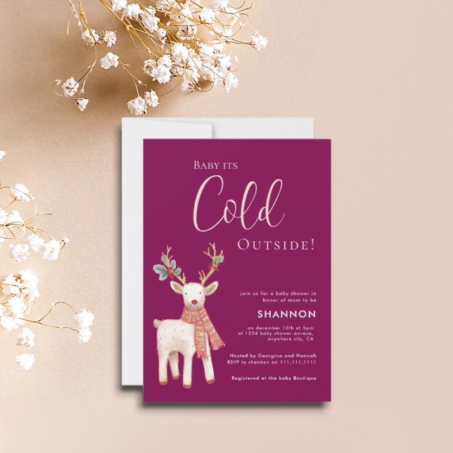 Invitación Reindeer Winter Cold Outside Baby Shower  (Subido por el creador)
