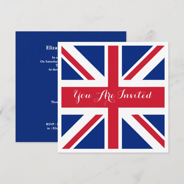 Invitación Reino Unido Bandera de Jack Boda Británico (Anverso / Reverso)