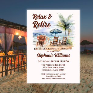 Invitación Relajarse y Jubilarse Playa Tropical Jubilación de